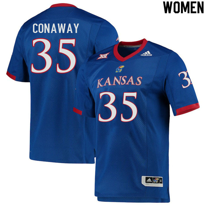 Women #35 Billy Conaway Kansas Jayhawks College Football Jerseys Stitched Sale-Royal